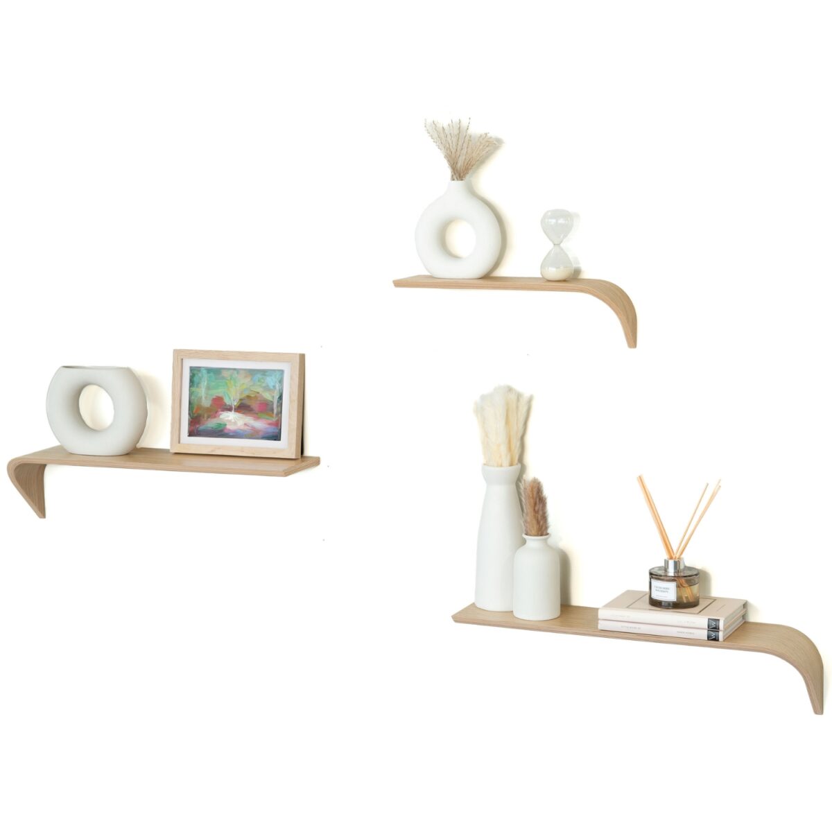 “Madame“ Rovere - Set composto da 3 mensole in legno