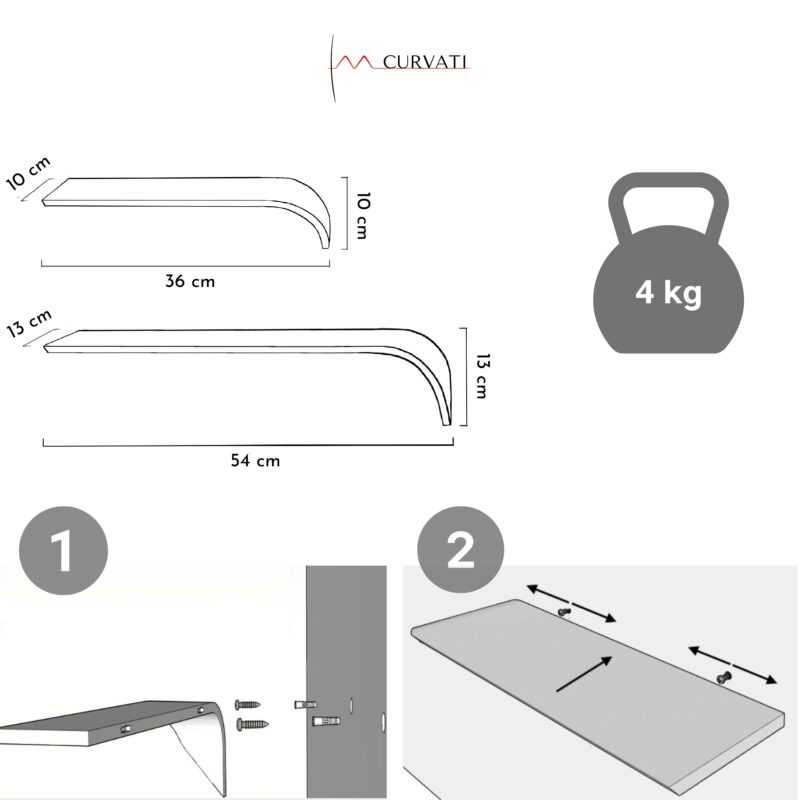 “Madame“ Noce DX- Set composto da 2 mensole: Grande+Piccola in legno