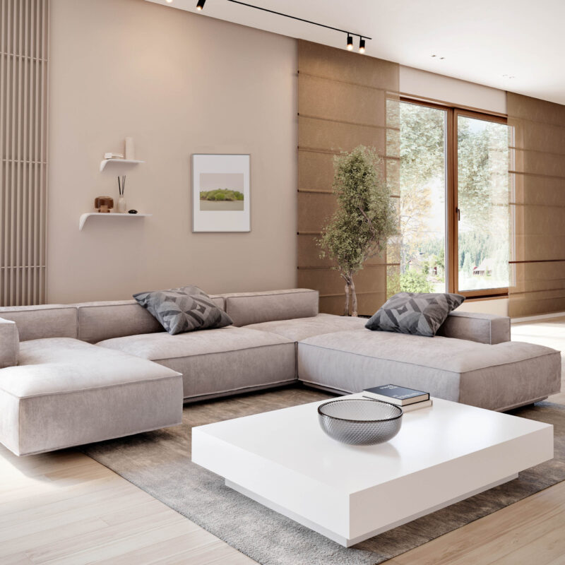 “Madame“ Bianco SX- Set composto da 2 mensole: Grande+Piccola in legno