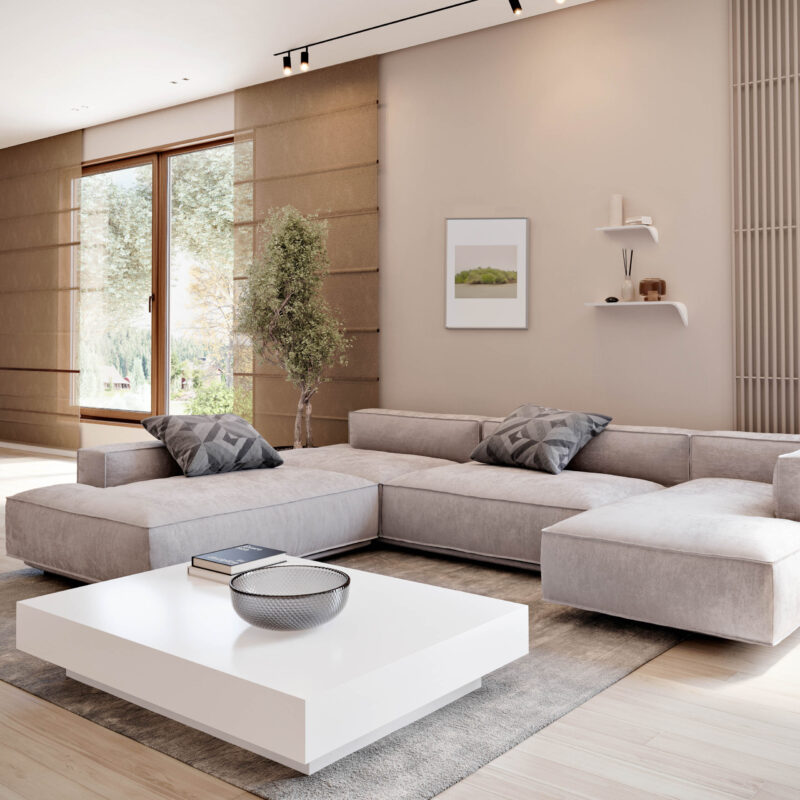 “Madame“ Bianco DX- Set composto da 2 mensole: Grande+Piccola in legno