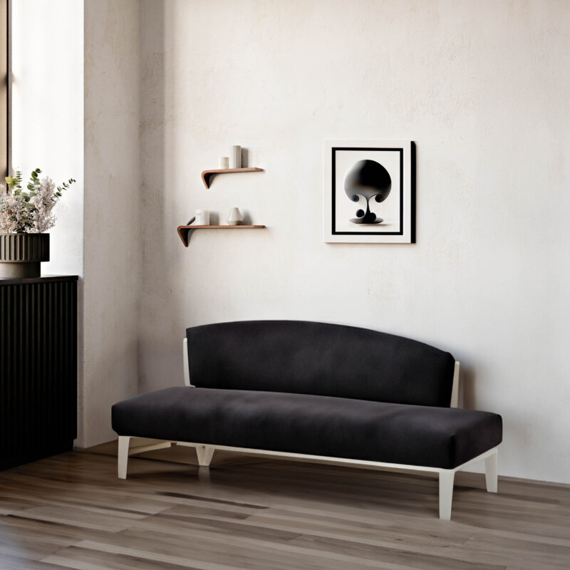 "Madame" étagères murales en Noyer | Ensemble de 2 étagères (gauche) design en bois: petite + grande.